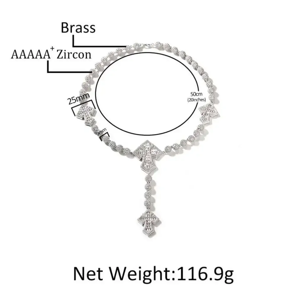 Silver Cross Necklace With Zirconia 89 D 6